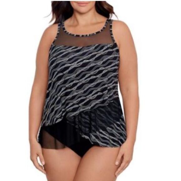MIRACLESUIT Plus Size Linked In Mirage Underwire Tankini Top swimsuit - Picture 3 of 12